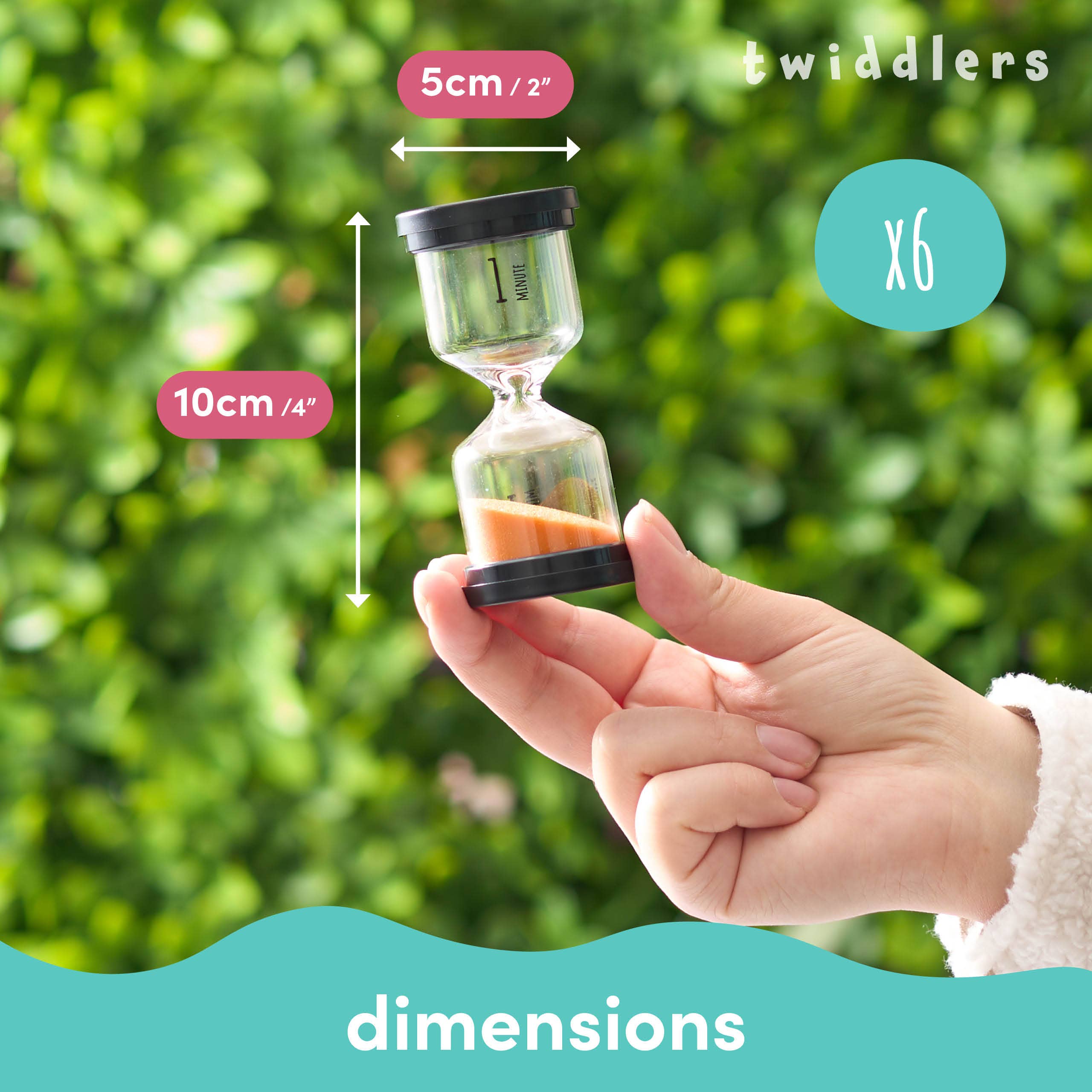 The Twiddlers - Wholesale Timer - 6 Sand Hourglass Clock Timers - 1,3,5,10,15 & 30 Minutes4