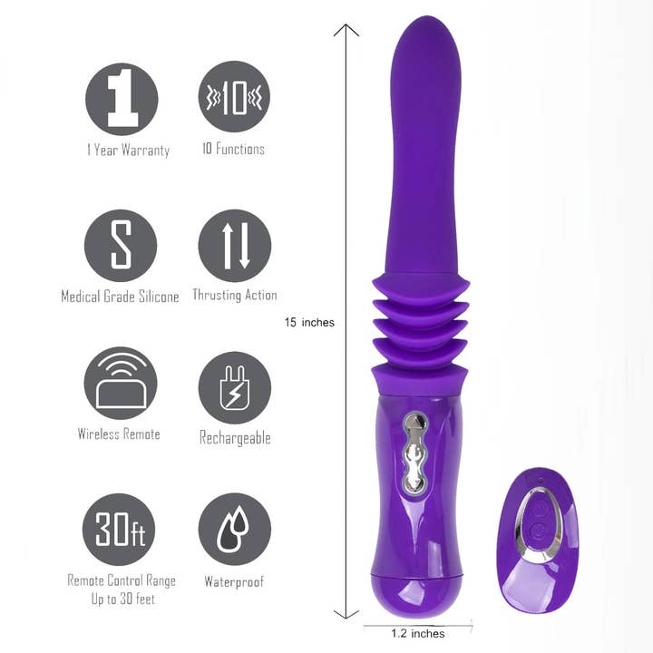 Maia Toys - Wholesale Sex Toy - Monroe Rechargable Silicone Thrusting Love Machine - Purple