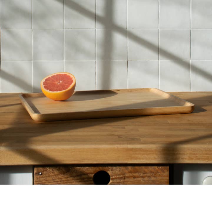 Natural Bamboo Serving Tray for wholesale by Pebbly International