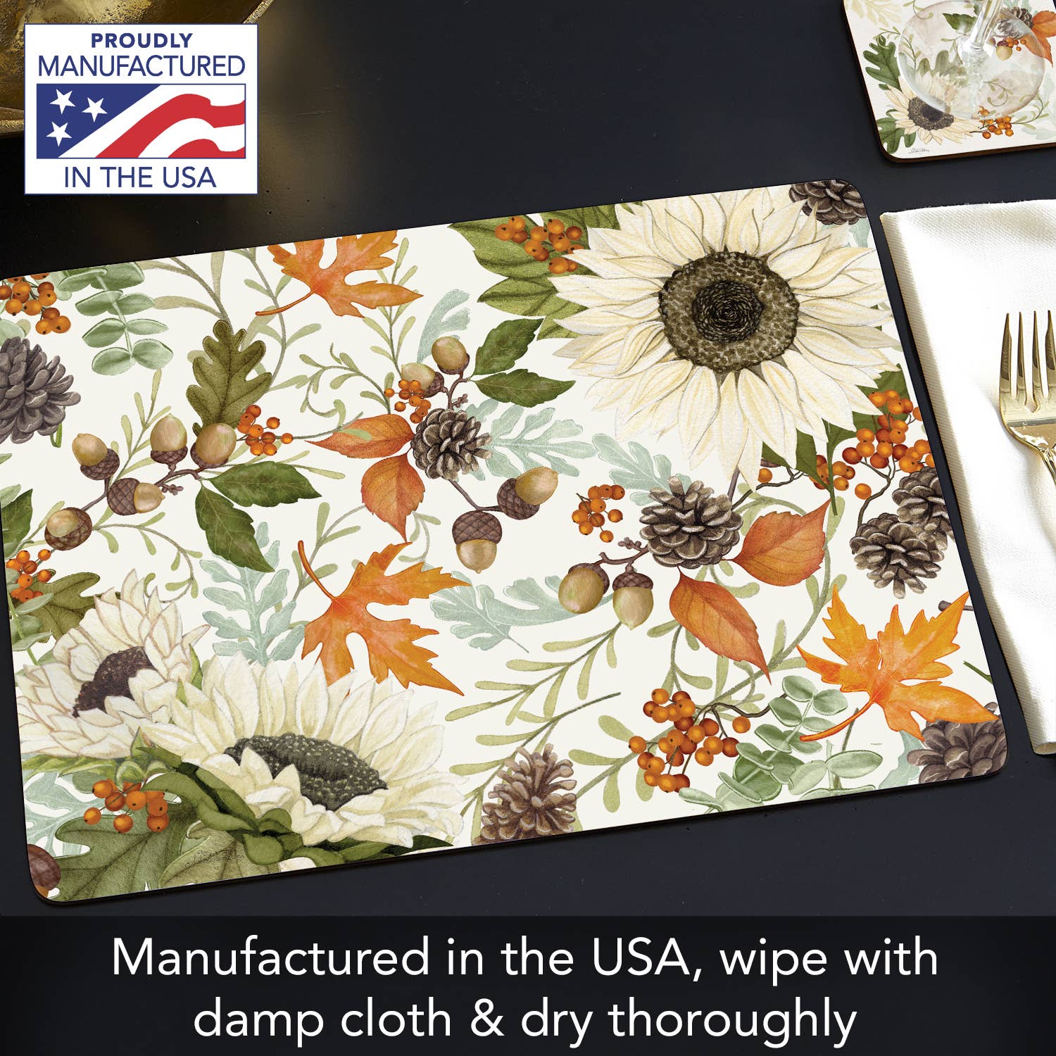 CounterArt/Highland Home/Thirstystone – wholesale Placemat – Cala Home Farmhouse Fall Decorative Hardboard Placemats6