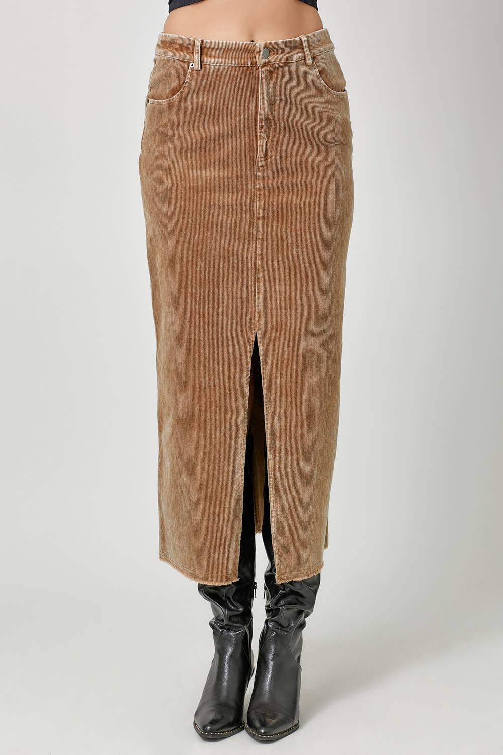 Mystree - Wholesale Skirt - Women's - 60742 Washed Front Slit Corduroy Skirt18