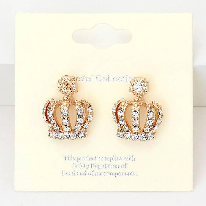Crystal Crown Stud Earrings for wholesale by Sensibling Corp.