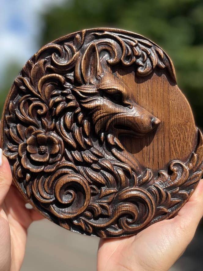 Fox Wooden Carved Sculpture for wholesale by KozakWorkshop