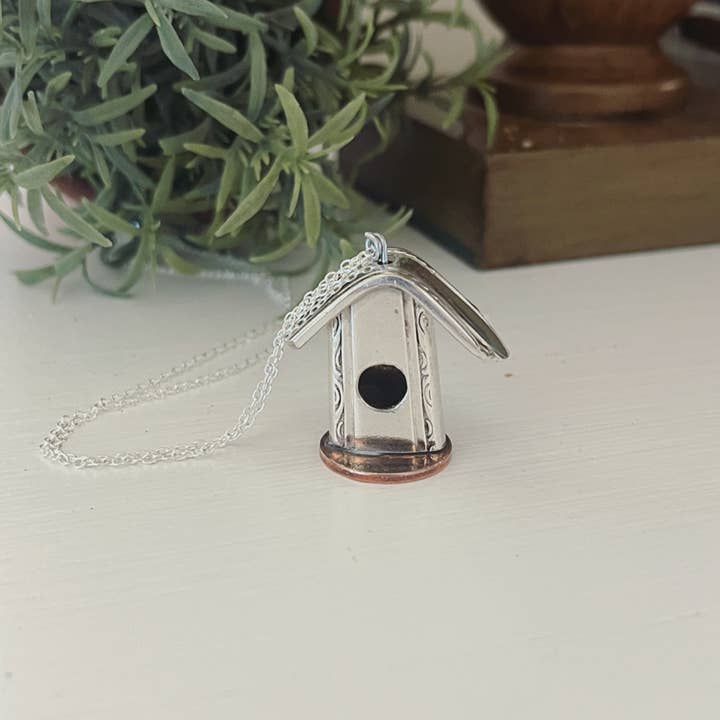 Spoon Jewelry By Emily - Wholesale Pendant/Charm Necklace - Upcycled Silverware Birdhouse Necklace – Handmade Farmhouse
