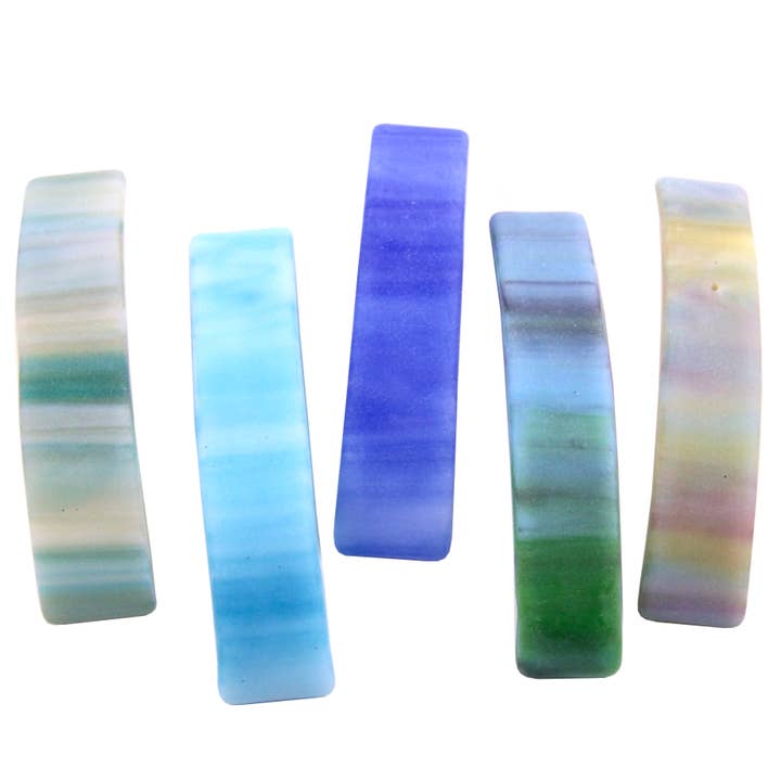 Glass Town USA – wholesale Hårspänne - Dam – Strand Glas Barrettes frostat Glas Blå Grön Tan Pastell