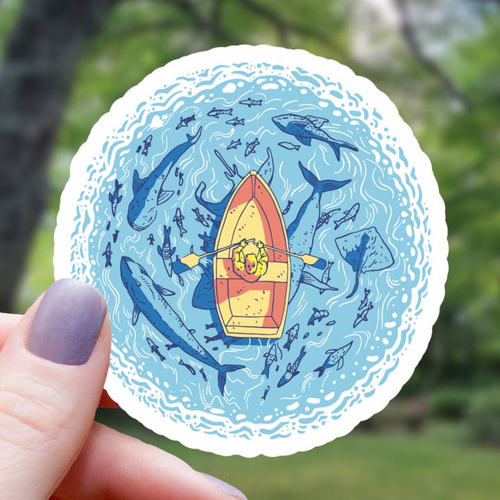 Mimic Gaming Co - Wholesale Sticker - Shark Infested Waters Boat Sticker - 3"0