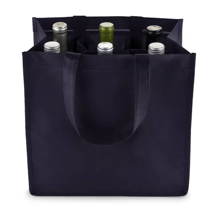 TRUE - Wholesale Wine Tote - Reusable 6-Bottle Non-Woven Fabric Wine Tote- ASST COLORS
