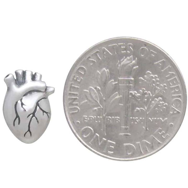 Nina Designs - Wholesale Stud/Post Earrings - Sterling Silver Anatomical Heart Post Earrings 10x7mm2