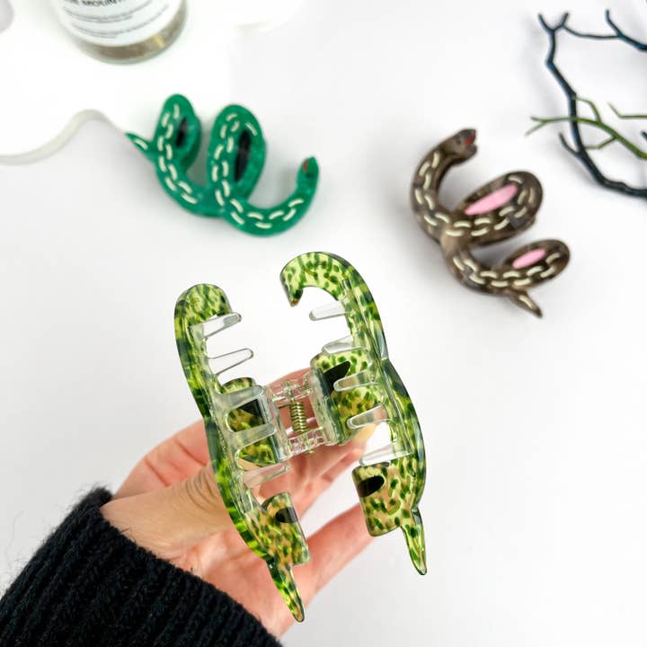 mildstyles - Vendita all'ingrosso Fermaglio per capelli - Donna - Clip per capelli in acetato a forma di serpente a pois con motivo a onde d'acqua.3