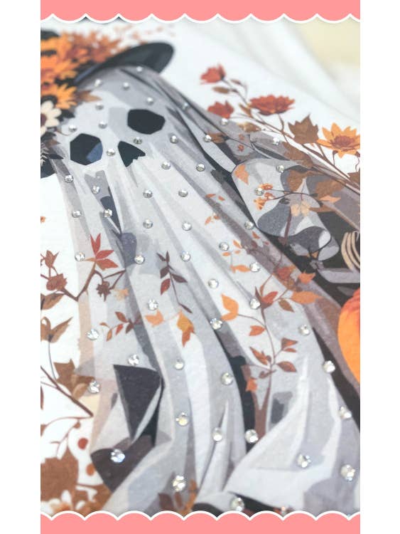Sugar Stitch - Wholesale T-Shirt (Graphic) - Women's - Gaudy Ghost Rhinestone Graphic Shirt