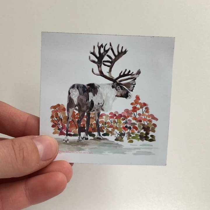 Quadratischer Alaska Caribou Magnet — personalisierbar — Ihr Standort für den Großhandel von Sarah Cochran Artist