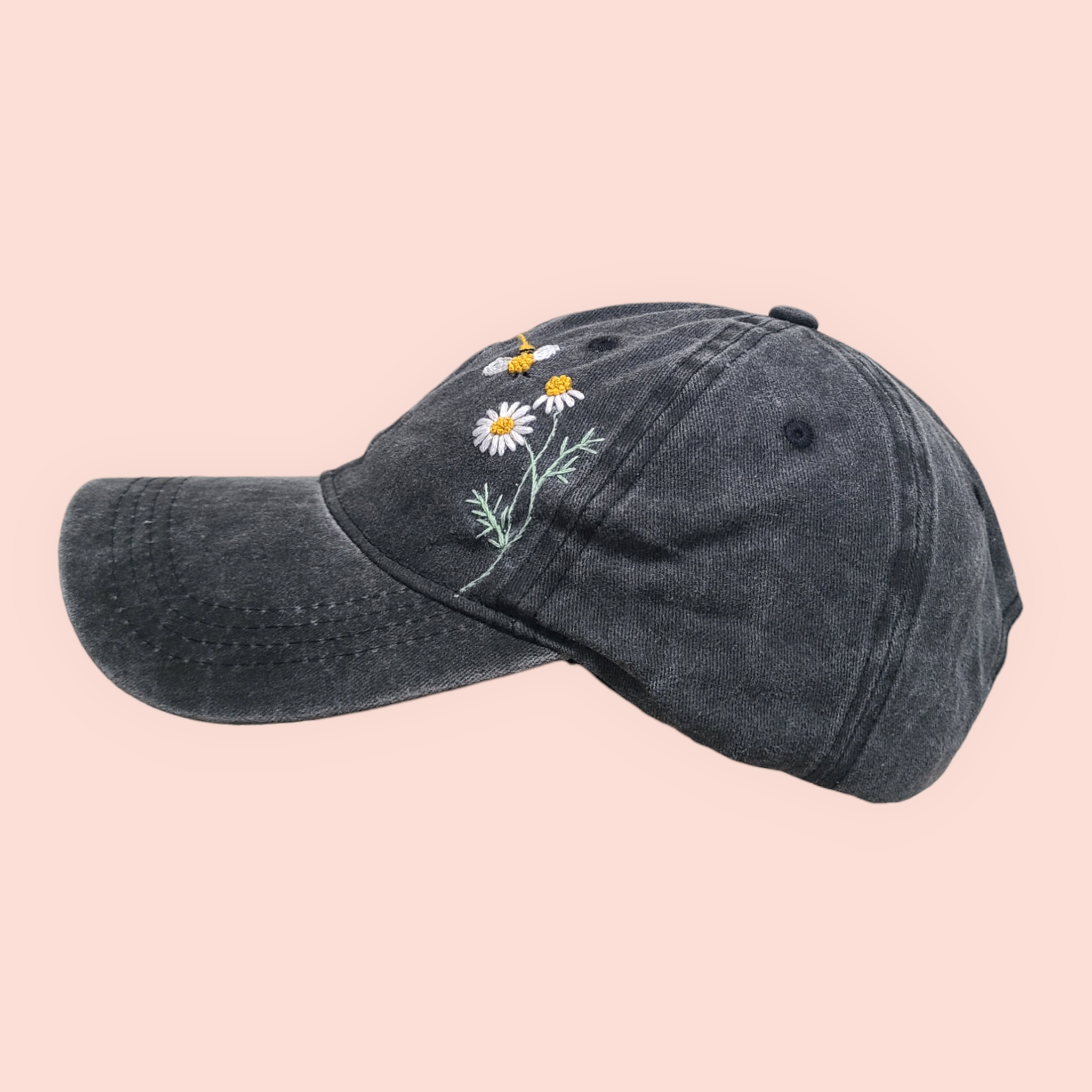 Olala Mia - Wholesale Baseball Cap - Women's - Hand-embroidery flower washed baseball cap2