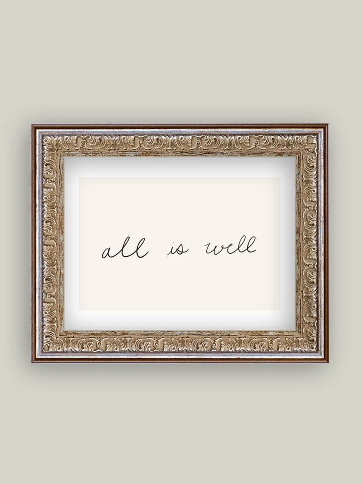 All Is Well Framed Antique Print for wholesale by Petal Lane Home