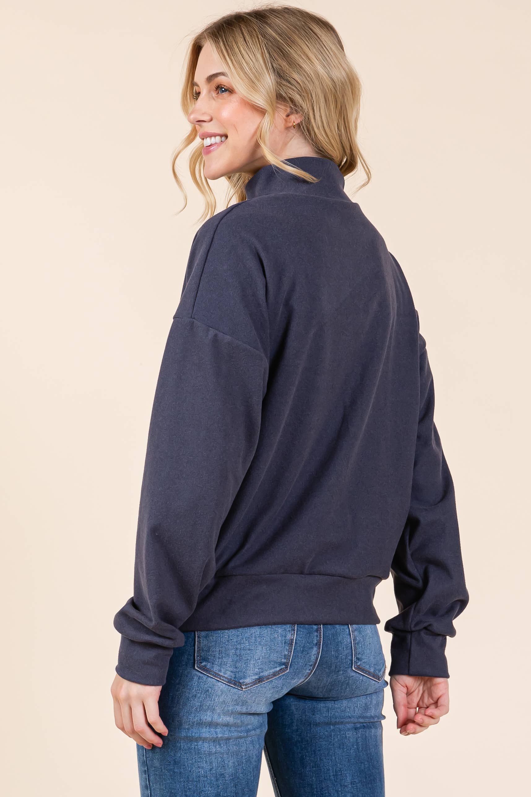 BOMBOM - Wholesale Sweatshirt - Women's - TL2016 QUARTER BUTTON PULLOVER3