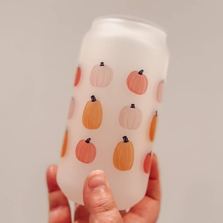 18 oz Pink Pumpkin Wrap Frosted Beer Dose Glasbecher für den Großhandel von Amber Marie Design