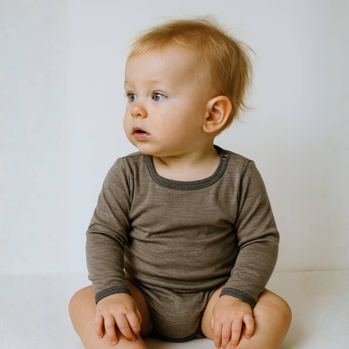 Glückskind - Wholesale Bodysuit (Non-Footed) - Baby - Body nut brown, merino wool & silk (organic/GOTS)