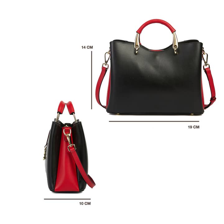Negro-rojo Bolso de Cuero para Mujer Zerimar - Exclusivo y Casual Grabado de venta al por mayor en Faire