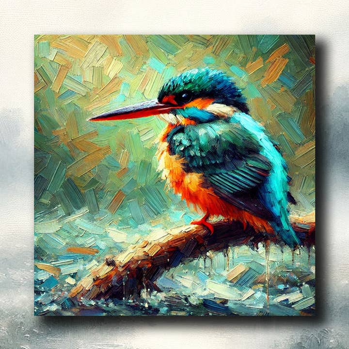 Martin-pêcheur d'Amazonie, Aimant de réfrigérateur oiseau 55x55mm, Collections pour la vente par frostedgrey