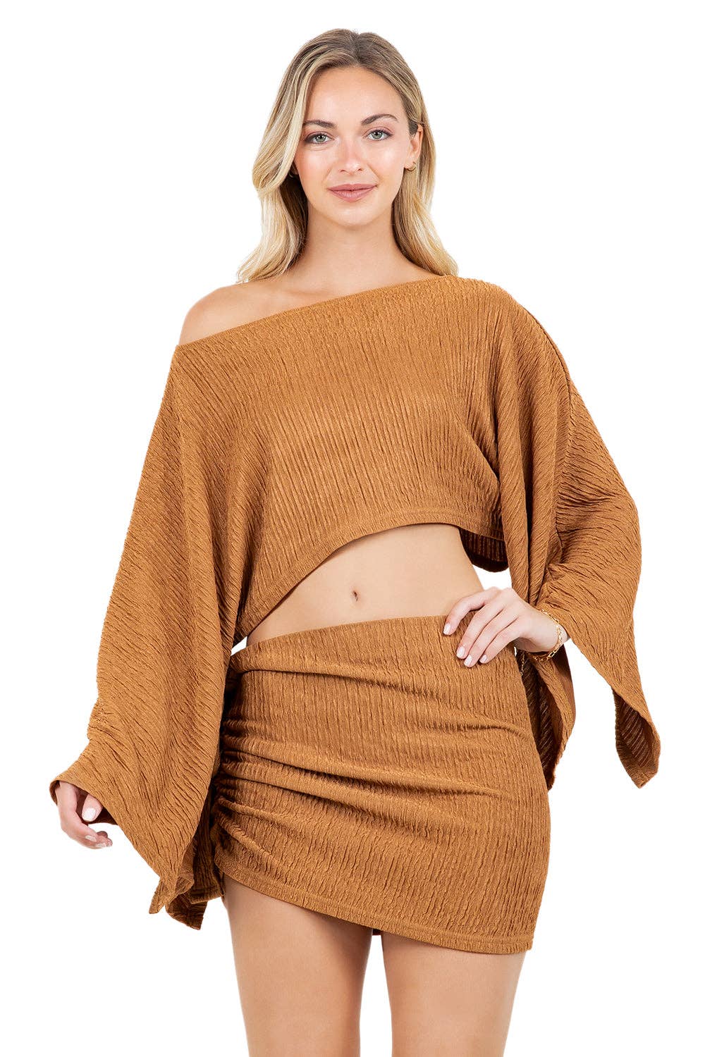 Brown WOMEN FASHION 2PCS SKIRT SET for wholesale on Faire1