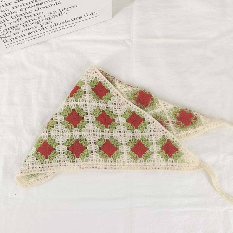 MKS America - Wholesale Bandana - Women's - Cherry Strawberry Floral checkered Crochet Bandana -56colors38