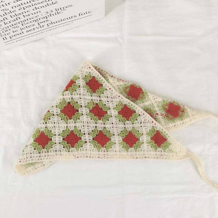 MKS America - Wholesale Bandana - Women's - Cherry Strawberry Floral checkered Crochet Bandana -56colors38