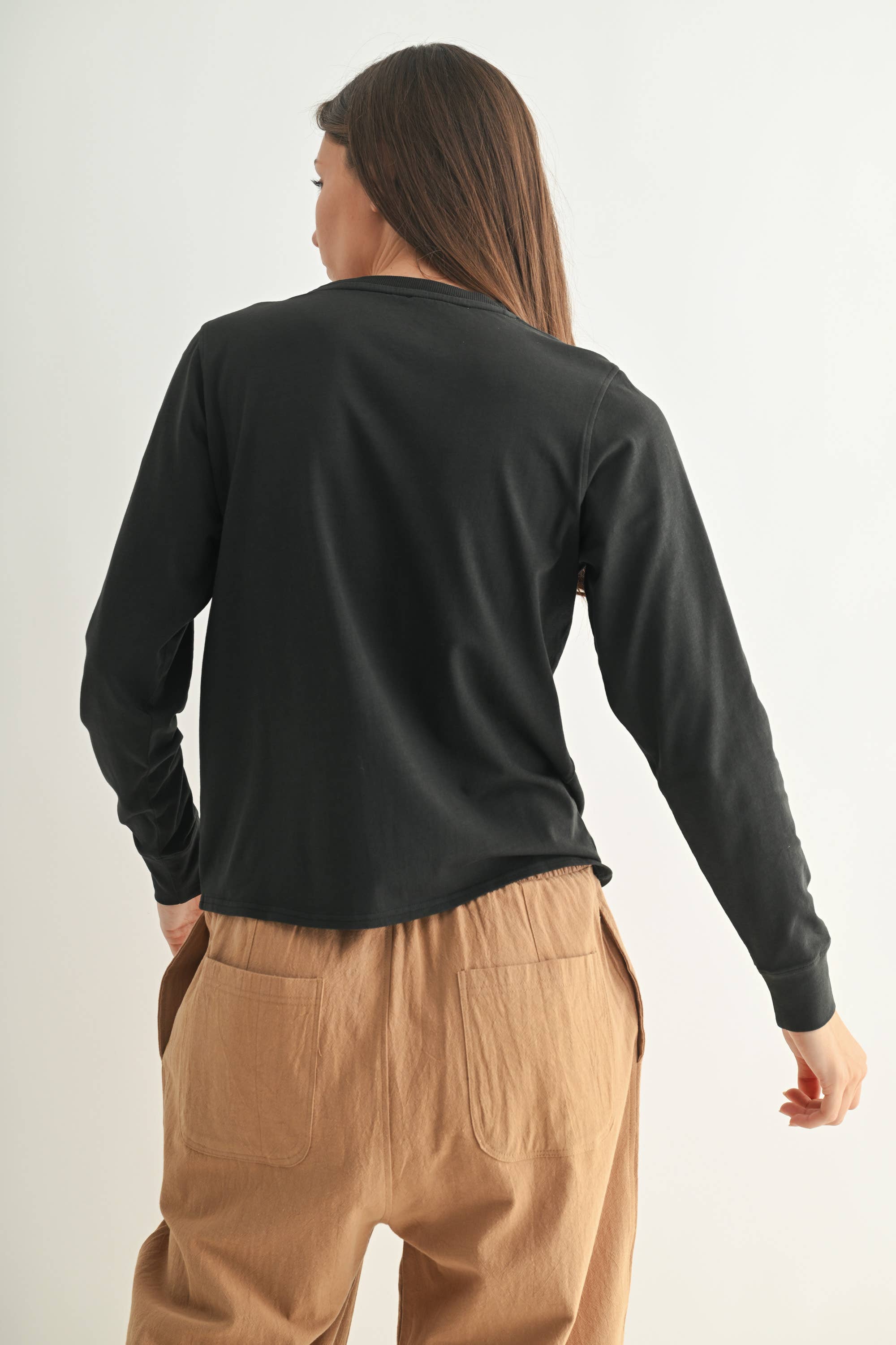 Mono B - Vendita all'ingrosso Maglietta - Donna - Maglia a Maniche Lunghe in Cotone Pima Stonewash a Taglio Ampio10