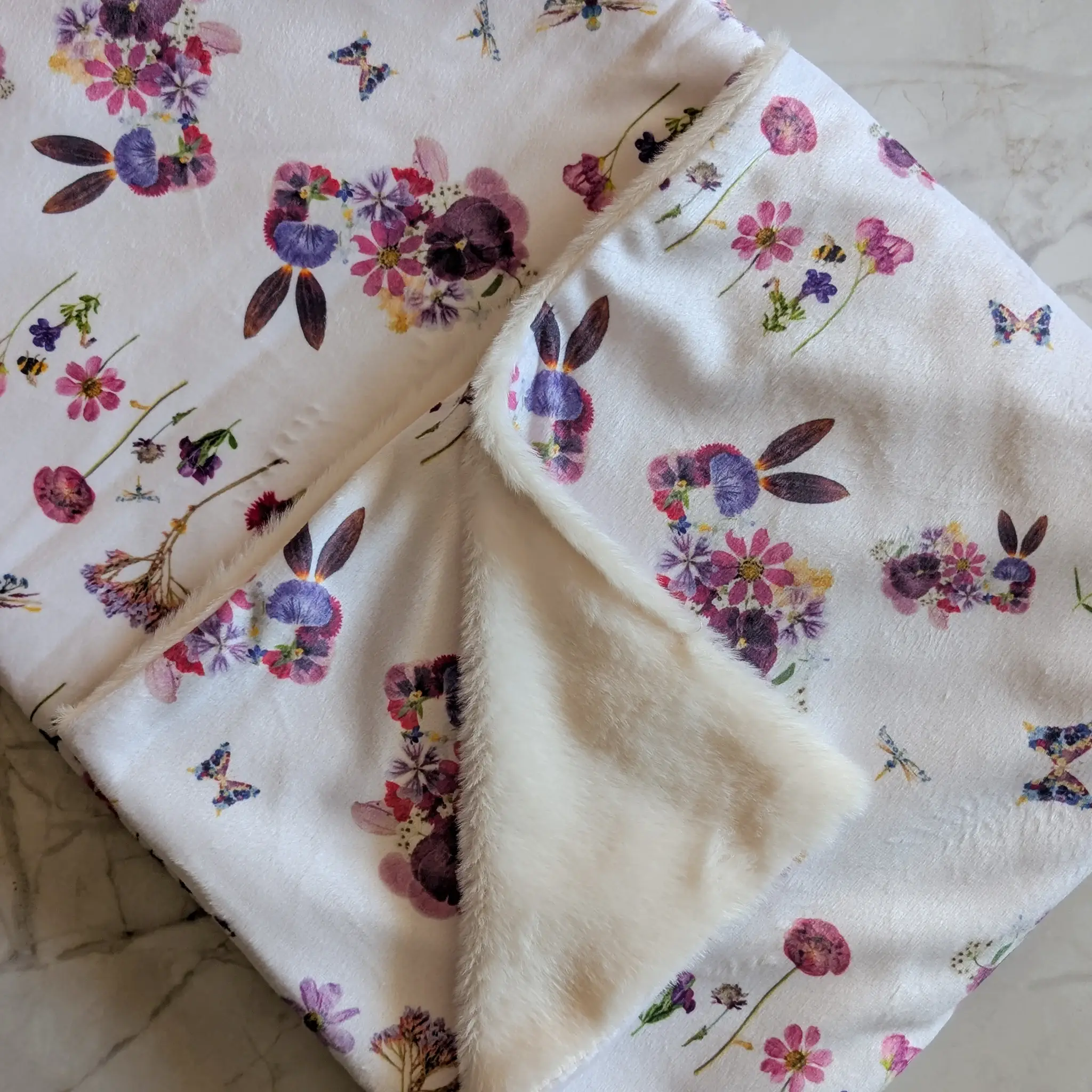 Oxeye Floral Co. - Wholesale Bedding Blanket - Kids & Baby - Garden Bunnies Minky Baby Blanket4