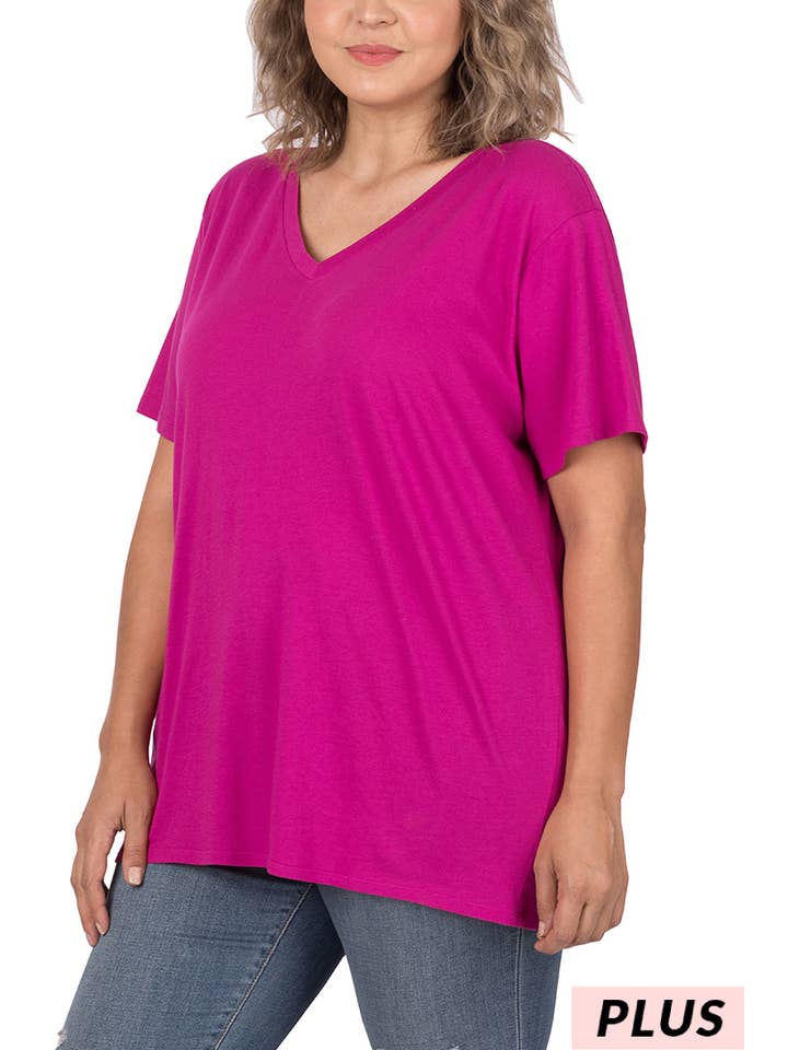 Vanilla Monkey - Wholesale Tunic - Women's - Plus Boyfriend V-Neck Tee