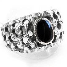 Sterling sølv gamle stil sort Onyx Ring for engroshandel hos Silver Insanity