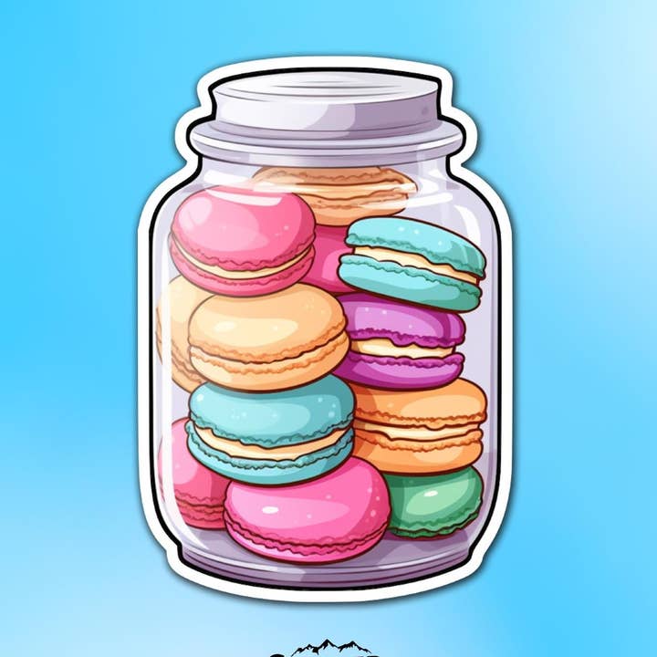 Colorful Macaron Jar Vinyl Sticker for wholesale by Sticker Lodge