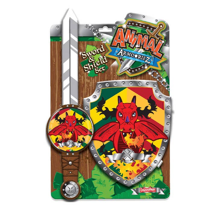 Deluxebase - Wholesale Toy Set - Kids - Animal Armouriez Foam Sword & Shield Playset - Dragon