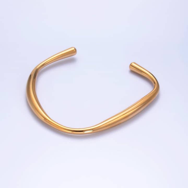 Stainless Steel Minimalist Geometric Curve Cuff Bracelet | WA-2737 for wholesale by Aim Eternal