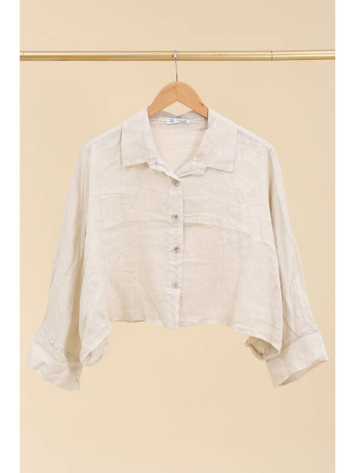 la maison des fibres naturelles - Wholesale Button Down Shirt - Women's - Linen crop shirt 83263 100% linen2