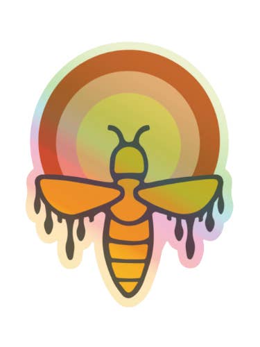 Holographic Bee Sticker: Swag for Pollinator & Bee Lovers for wholesale by Honey Bones Co. | Botanical-Based Home + Body Care