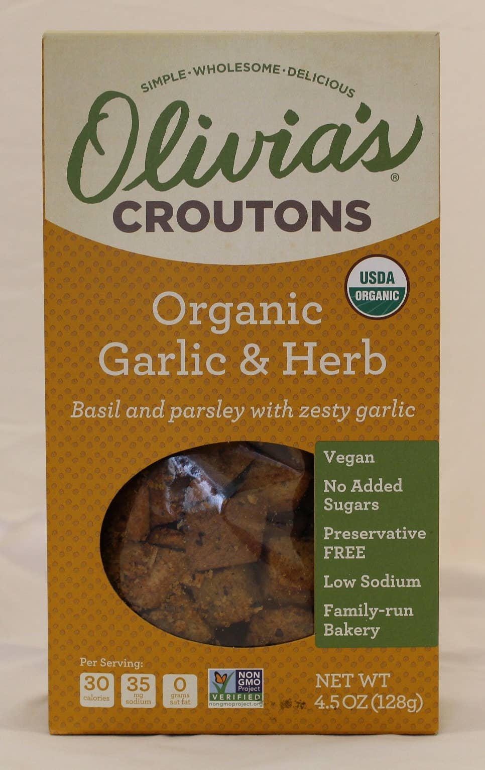 Olivia's Crouton Co., Inc. - Wholesale Bread Mix - Olivia's Organic Garlic & Herb Croutons 6 case1