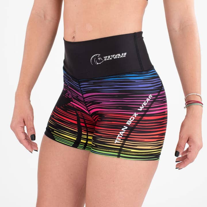 Xtamina Booty Shorts med høj talje (Rainbow Hero) @1 for engroshandel hos Titan Box Wear