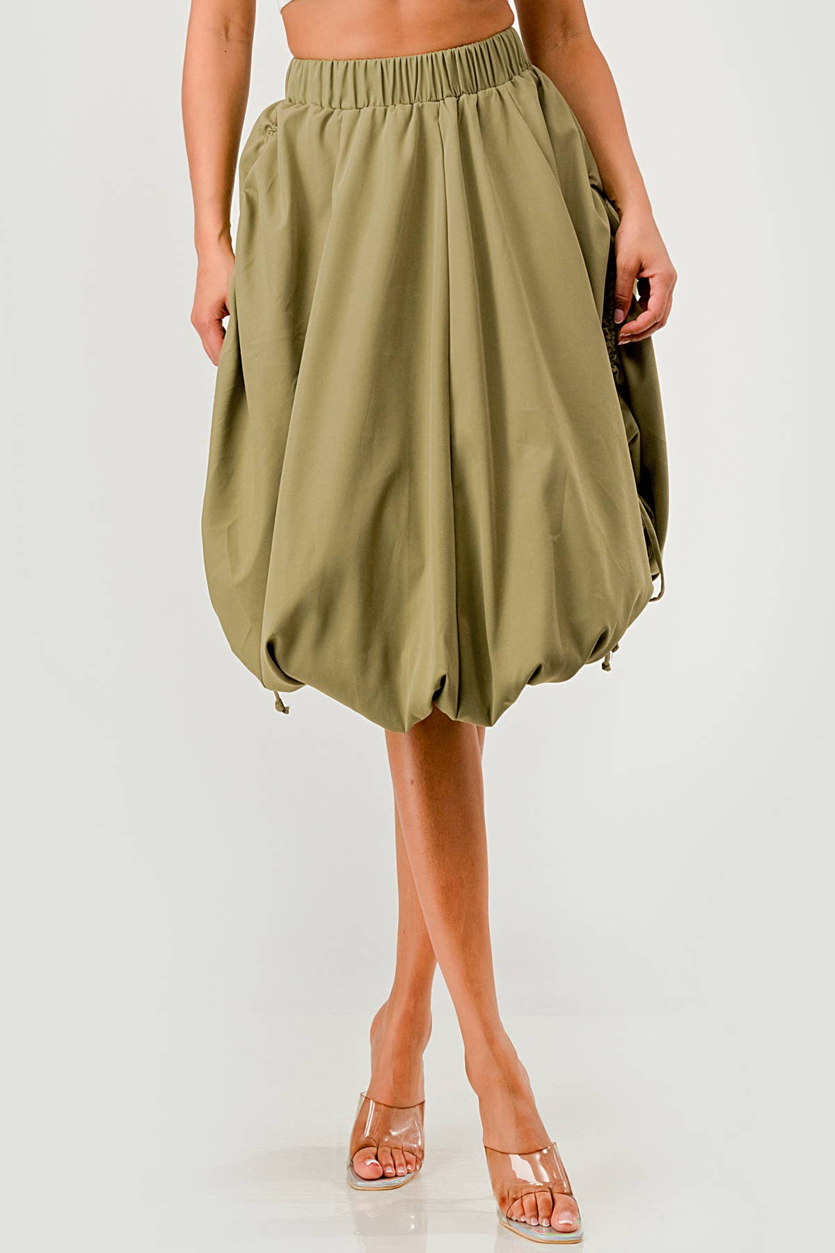 Namatt Design - Venta al por mayor Falda - Mujer - Falda midi burbuja ajustable con cordón lateral regular12