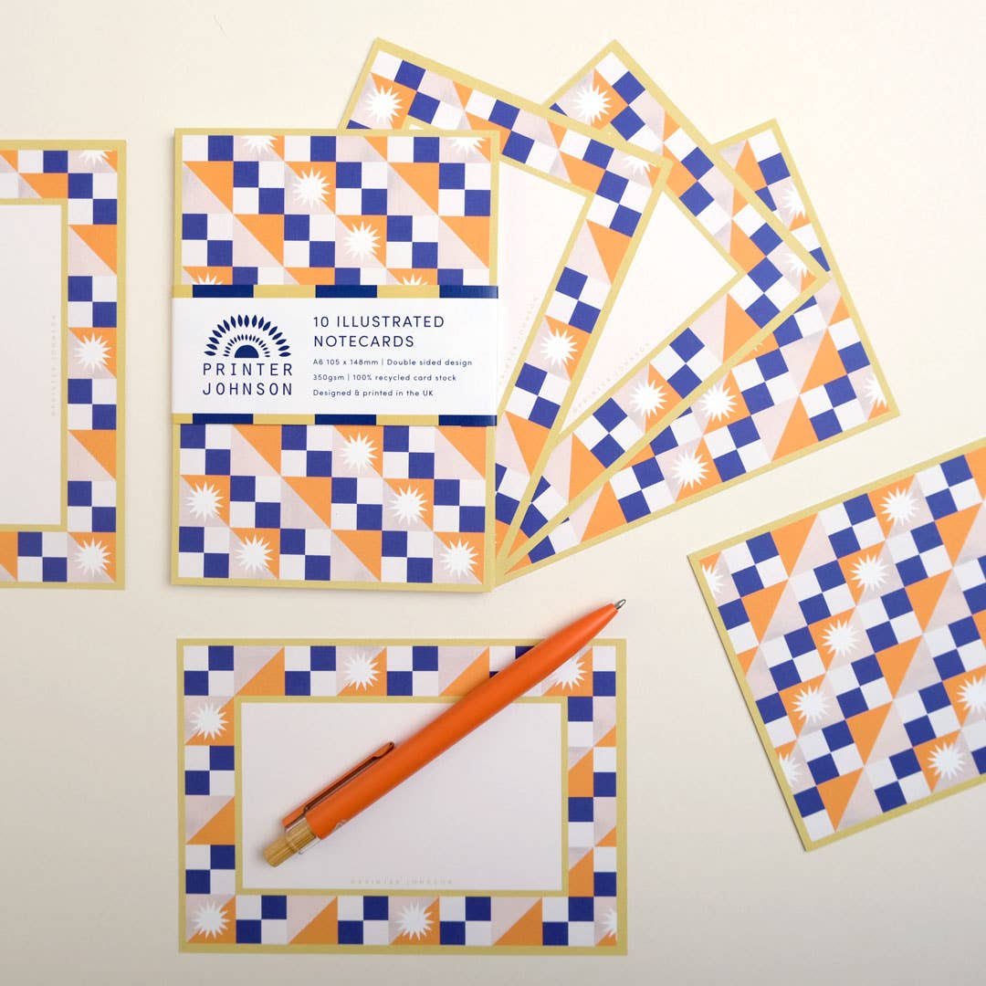 Printer Johnson Ltd - Vente Assortiments de papeterie/cartes - Géométrique 1 | Ensemble de cartes | 10 cartes à damier4
