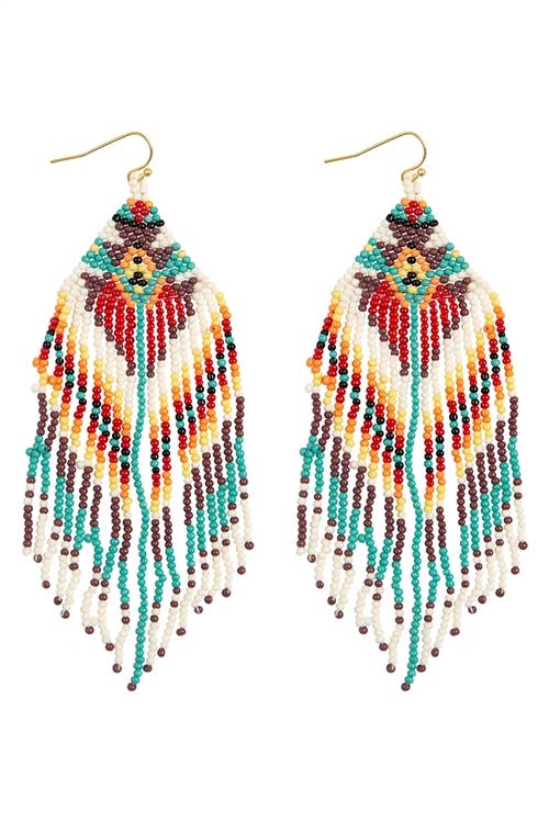 MYS Wholesale Inc - Wholesale Tassel Earrings - Western Style Aztec Seed Bead Fringe Drop Earrings3