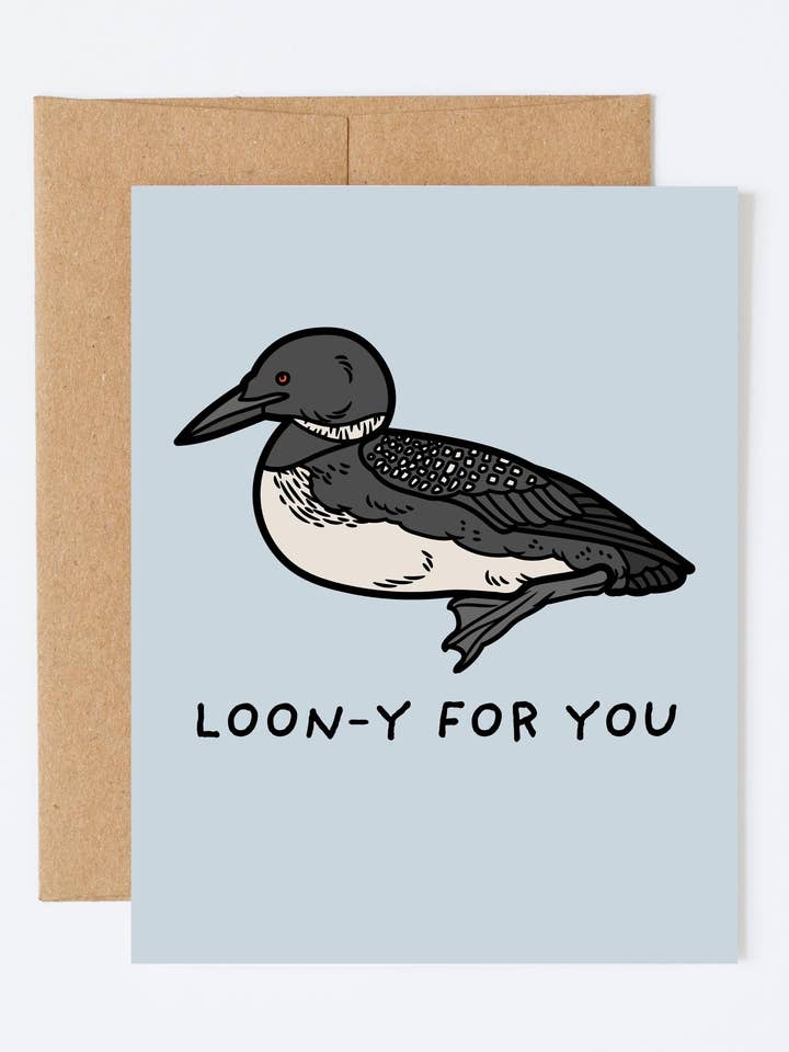 Loon-y Love - Romantic Anniversary Greeting Card for wholesale by Howdy Partner Paper Goods