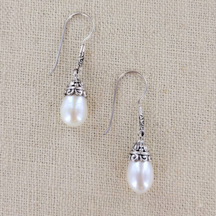 Orecchino di perle in argento sterling PTR-E1003 per la vendita all'ingrosso da parte di Sadie Green's Jewelry