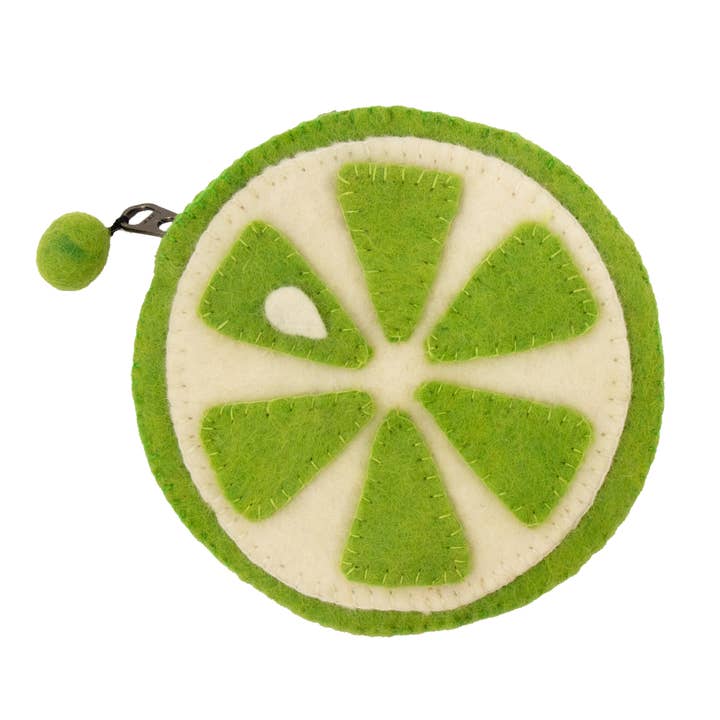 Global Crafts - Wholesale Coin Purse - Women's - Lime Felt Coin Purse