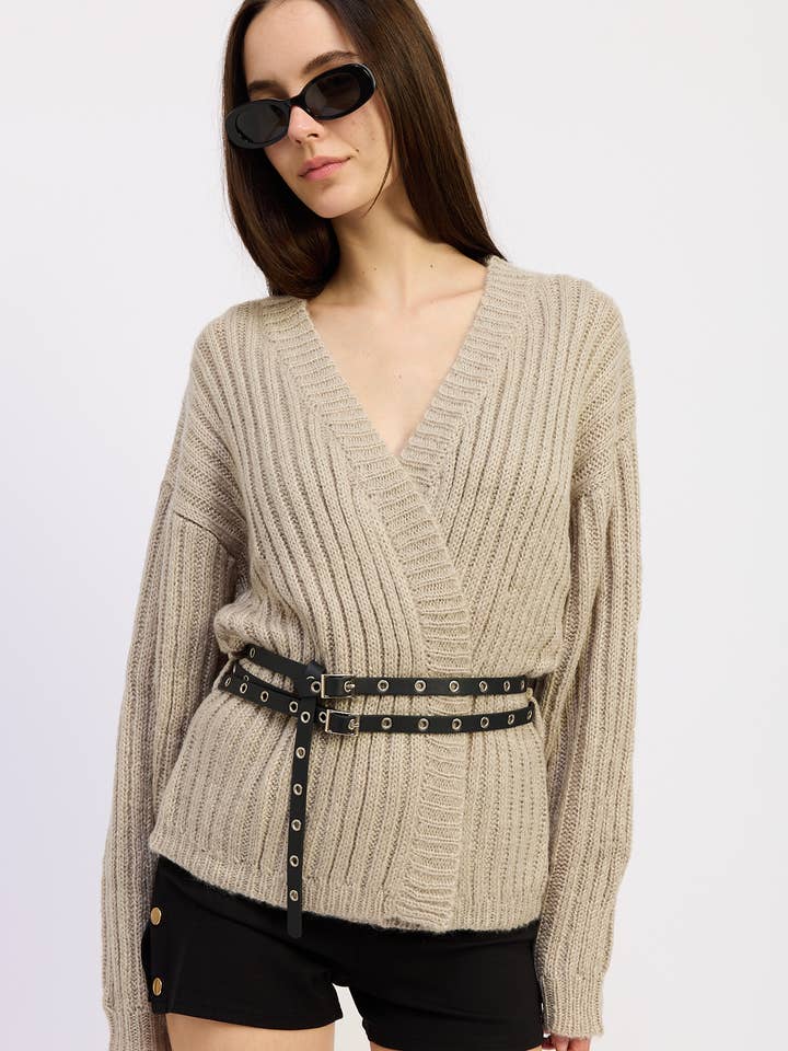 WRAPPED CARDIGAN WITH BELT for wholesale by Emory Park