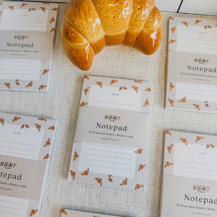My Ohh My Studio - Wholesale Notepad - Croissant Notepad 4x62