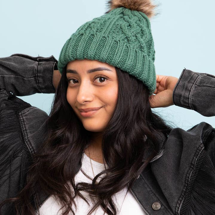Leto Accessories - Wholesale Beanie - Women's - Fur Pom Knit Beanie - Ideal for Winter Adventures 🏂