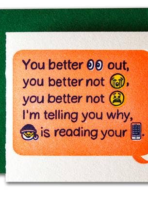 SMS Santa Tiny Card for engroshandel hos Ladyfingers Letterpress