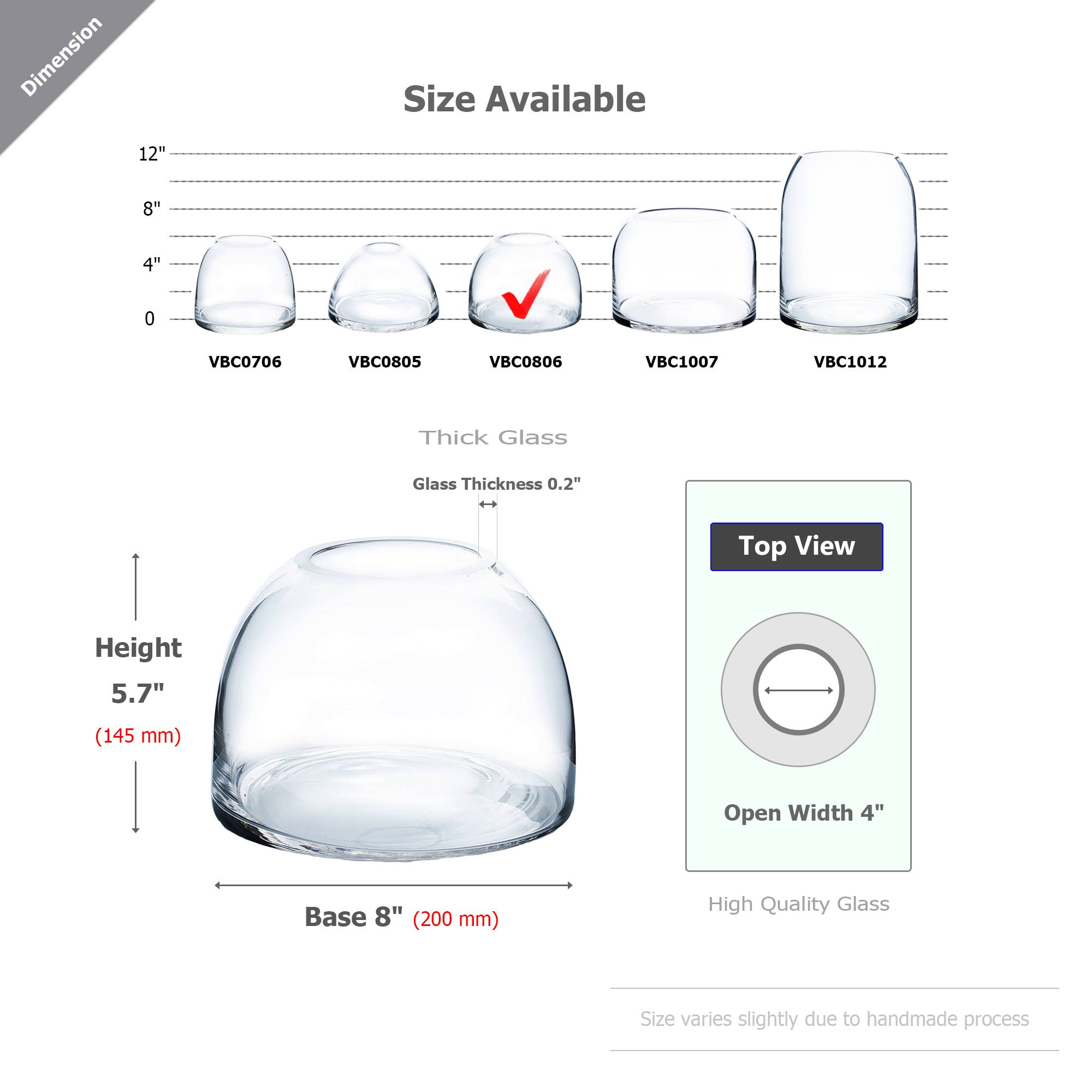 WGV International - Wholesale Vase - WGV Curved Dome Bowl Vase - 8" x 5.7"H1