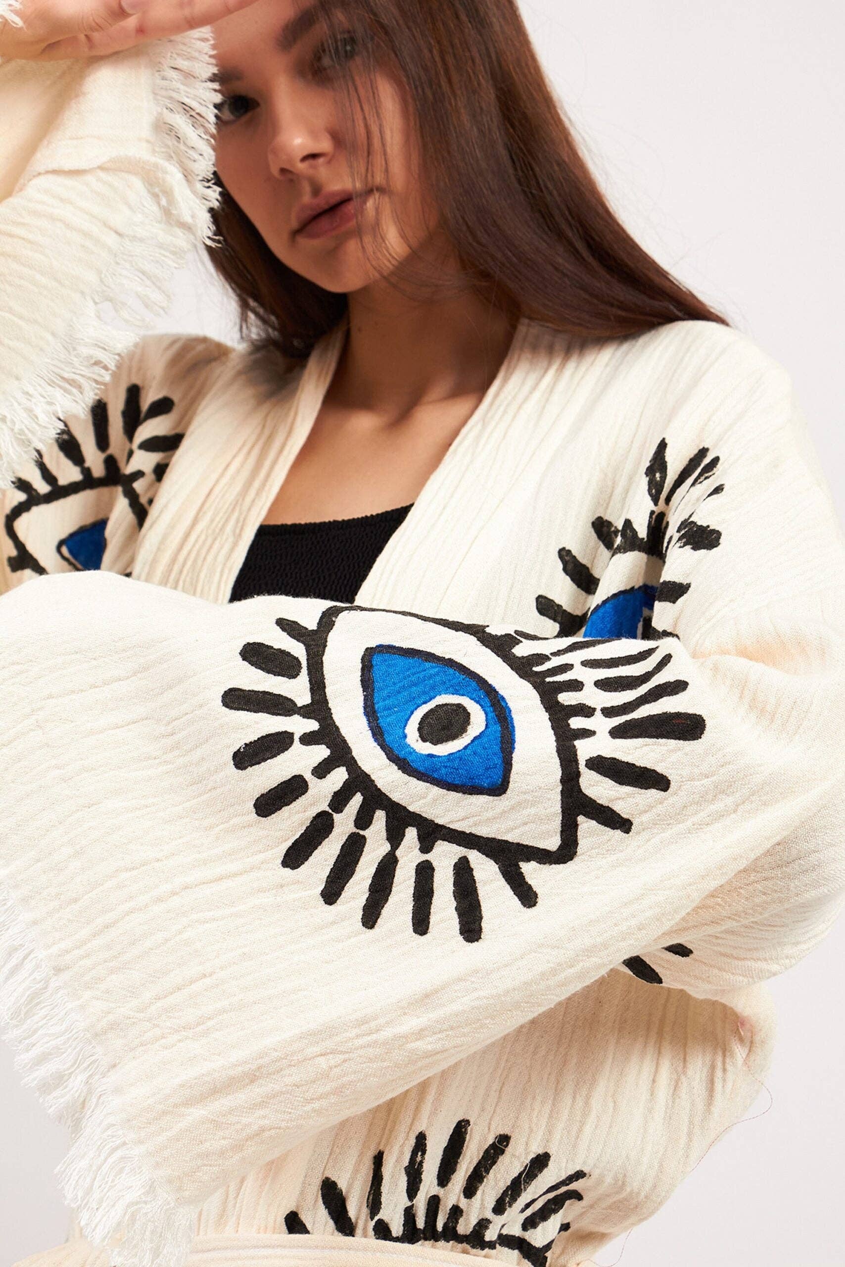 Umays Boho - Wholesale Kimono - Women's - Evil Eye Robe, Cotton Kimono, Handmade Kimono for Women6