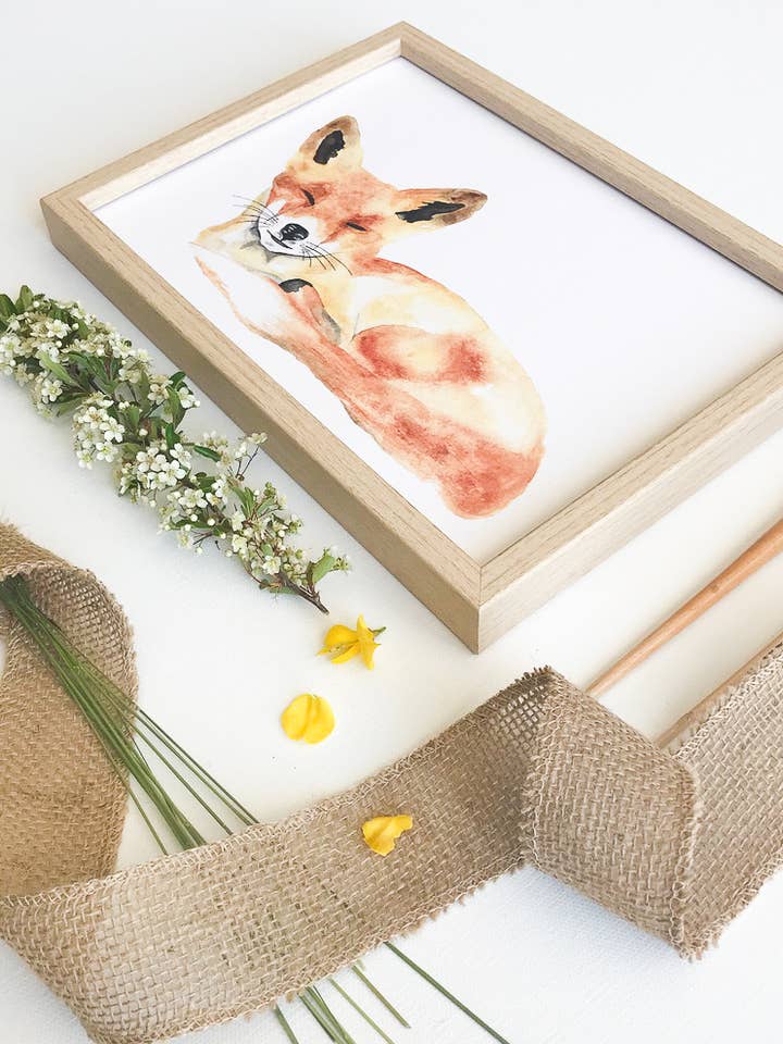 Gezeichneter und bedruckter Tierrahmen - Simon Le Renard für den Großhandel von Les aquarelles de Marlene