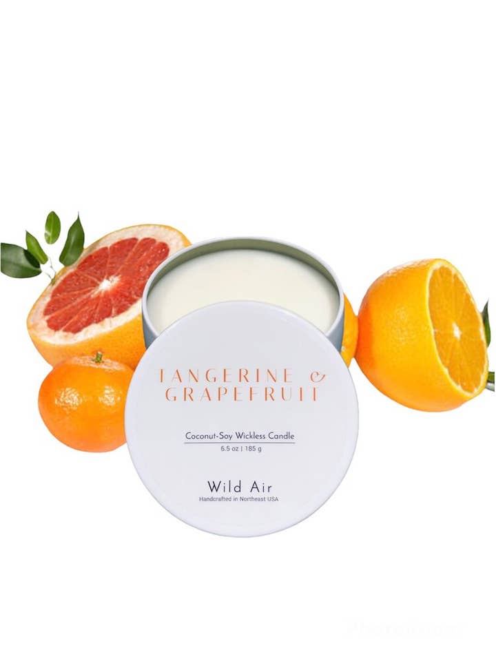 Tangerine + Grapefruit Wickless Candle 6.5 oz for wholesale by Wild Air
